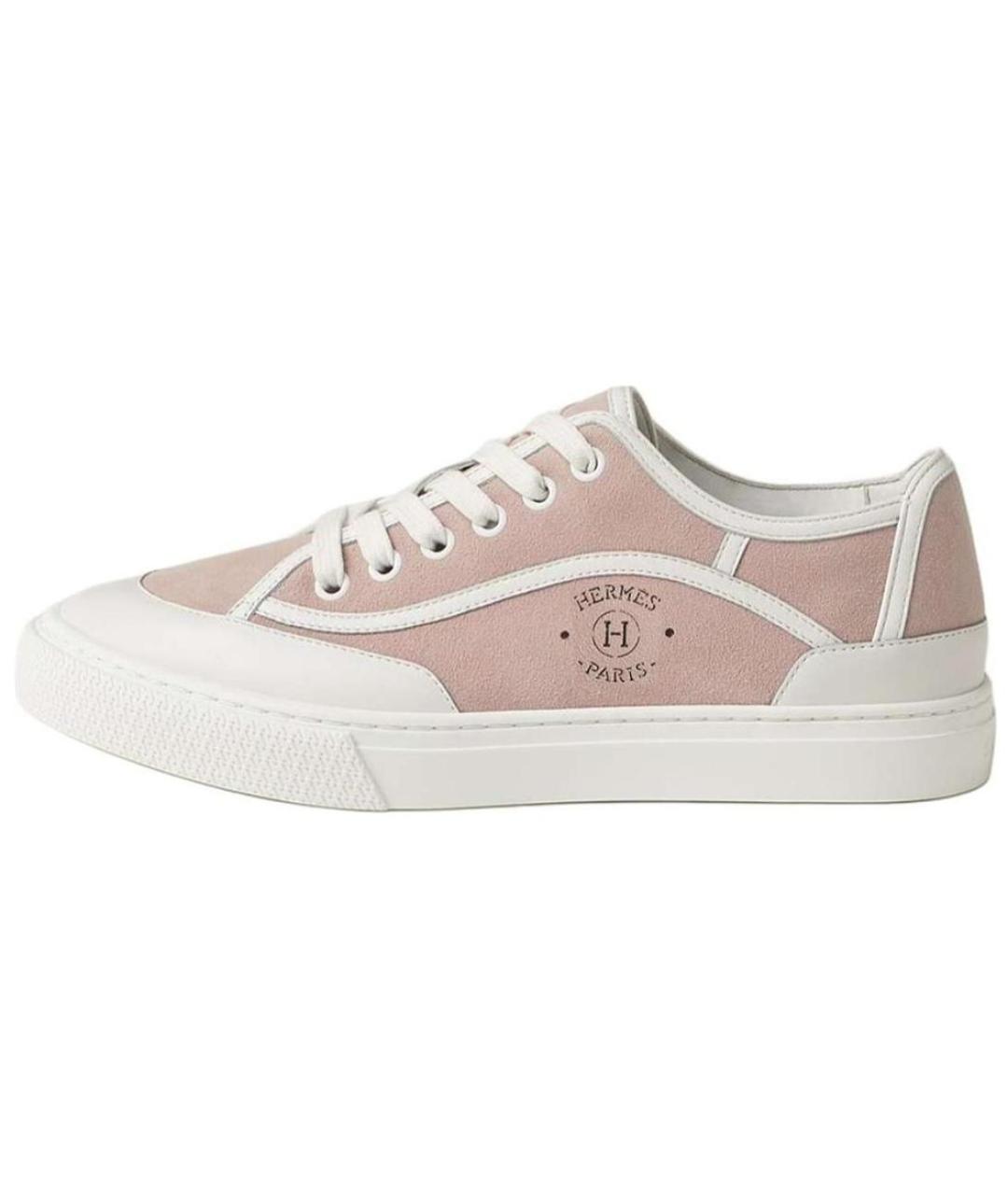 HERMES Розовые замшевые кроссовки, фото 2