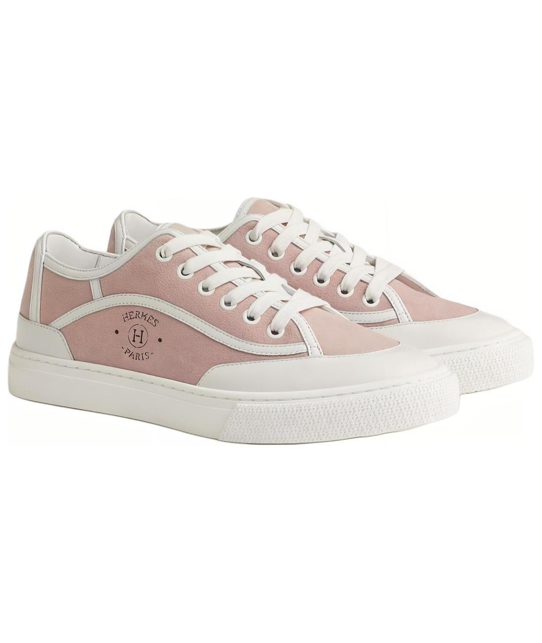 HERMES Розовые замшевые кроссовки, фото 3
