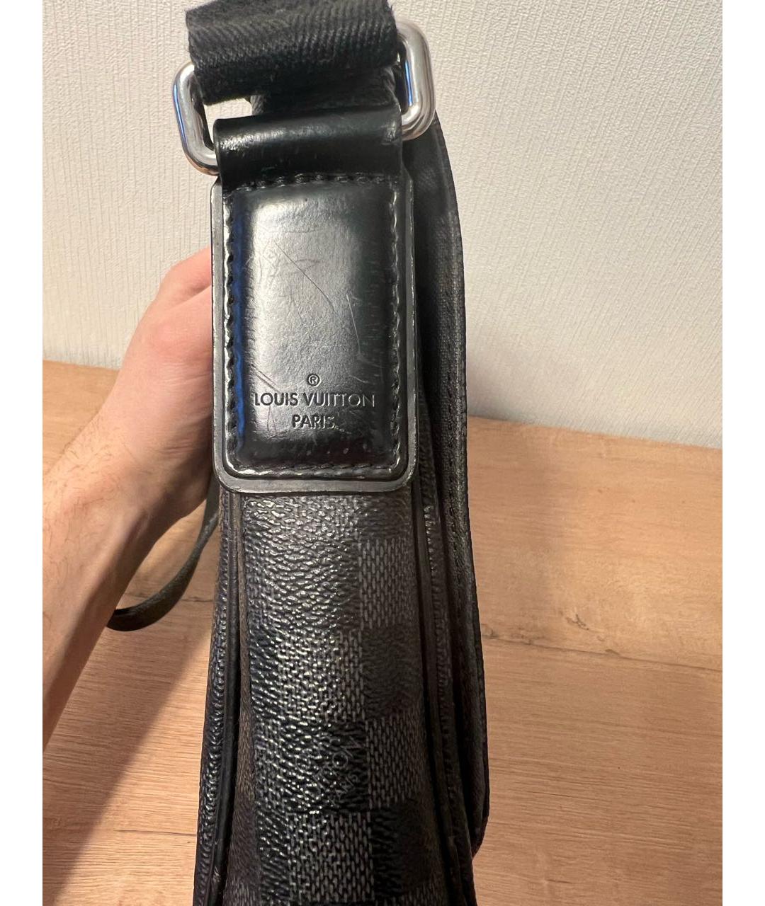 LOUIS VUITTON Серая кожаная сумка на плечо, фото 8
