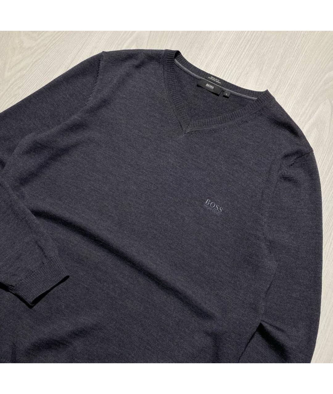 HUGO BOSS Антрацитовый шерстяной джемпер / свитер, фото 2