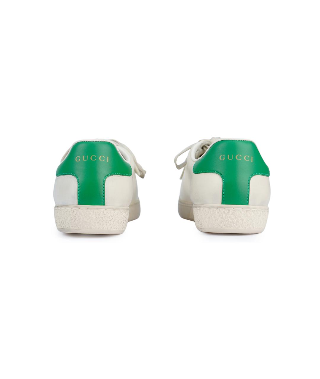 GUCCI Белые кожаные кеды, фото 4