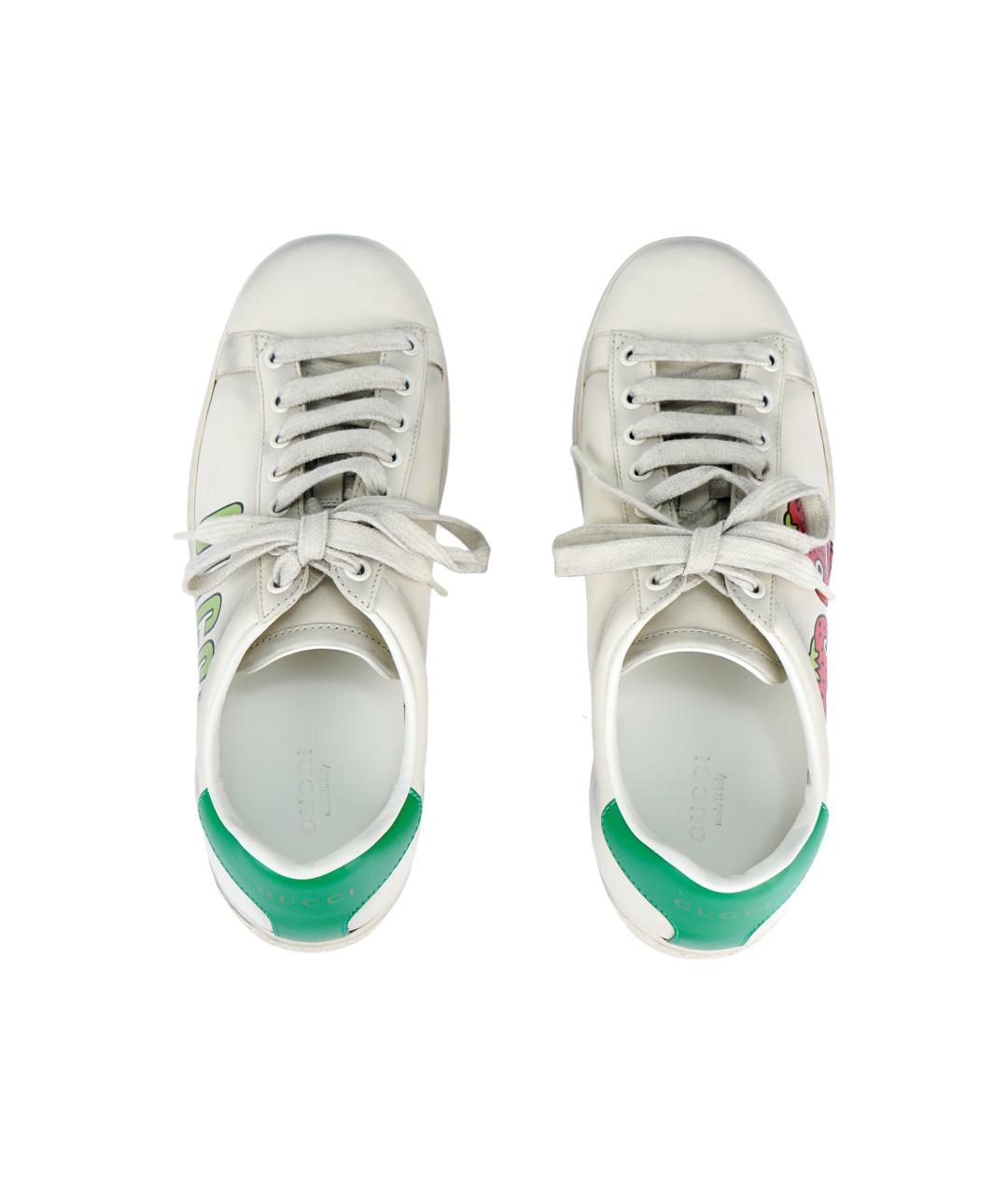 GUCCI Белые кожаные кеды, фото 3