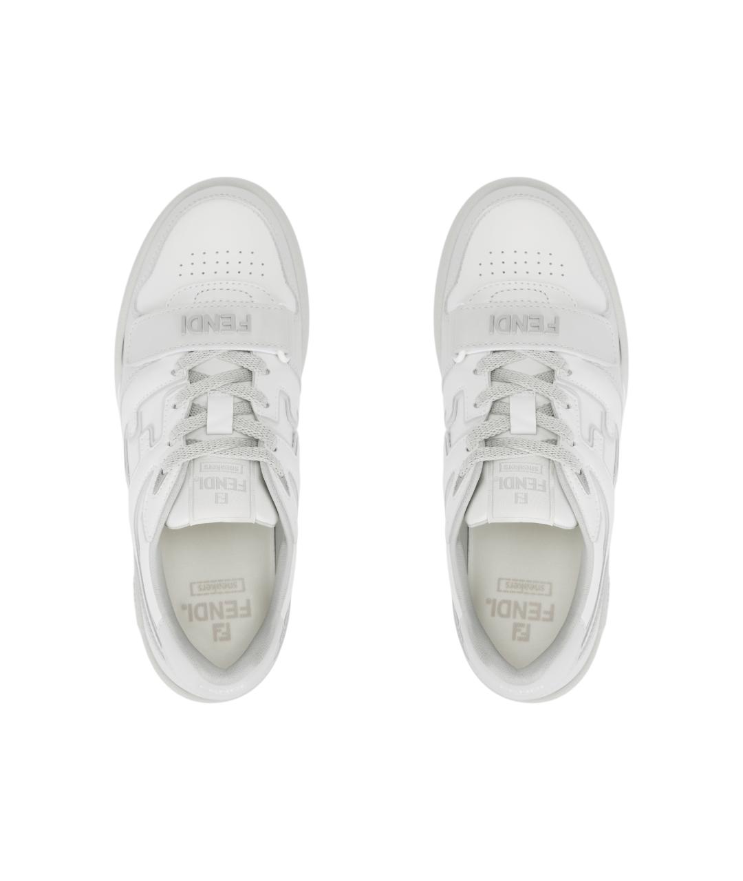 FENDI Белые кожаные кеды, фото 3