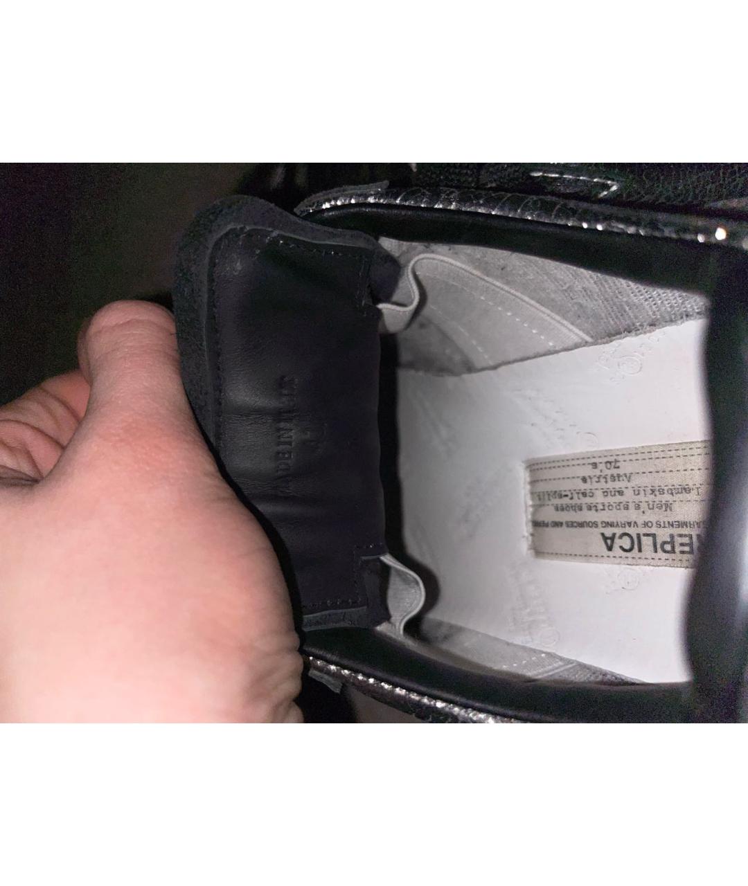 MAISON MARGIELA Серебряные кожаные низкие кроссовки / кеды, фото 6