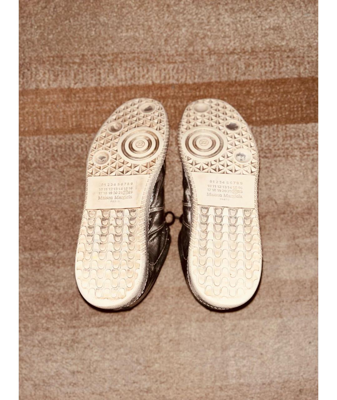 MAISON MARGIELA Серебряные кожаные низкие кроссовки / кеды, фото 5