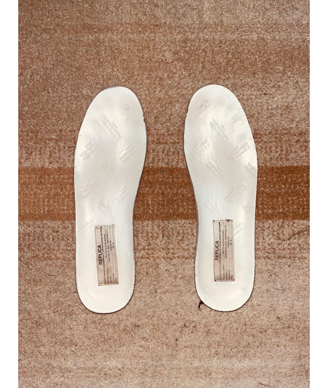 MAISON MARGIELA Серебряные кожаные низкие кроссовки / кеды, фото 7