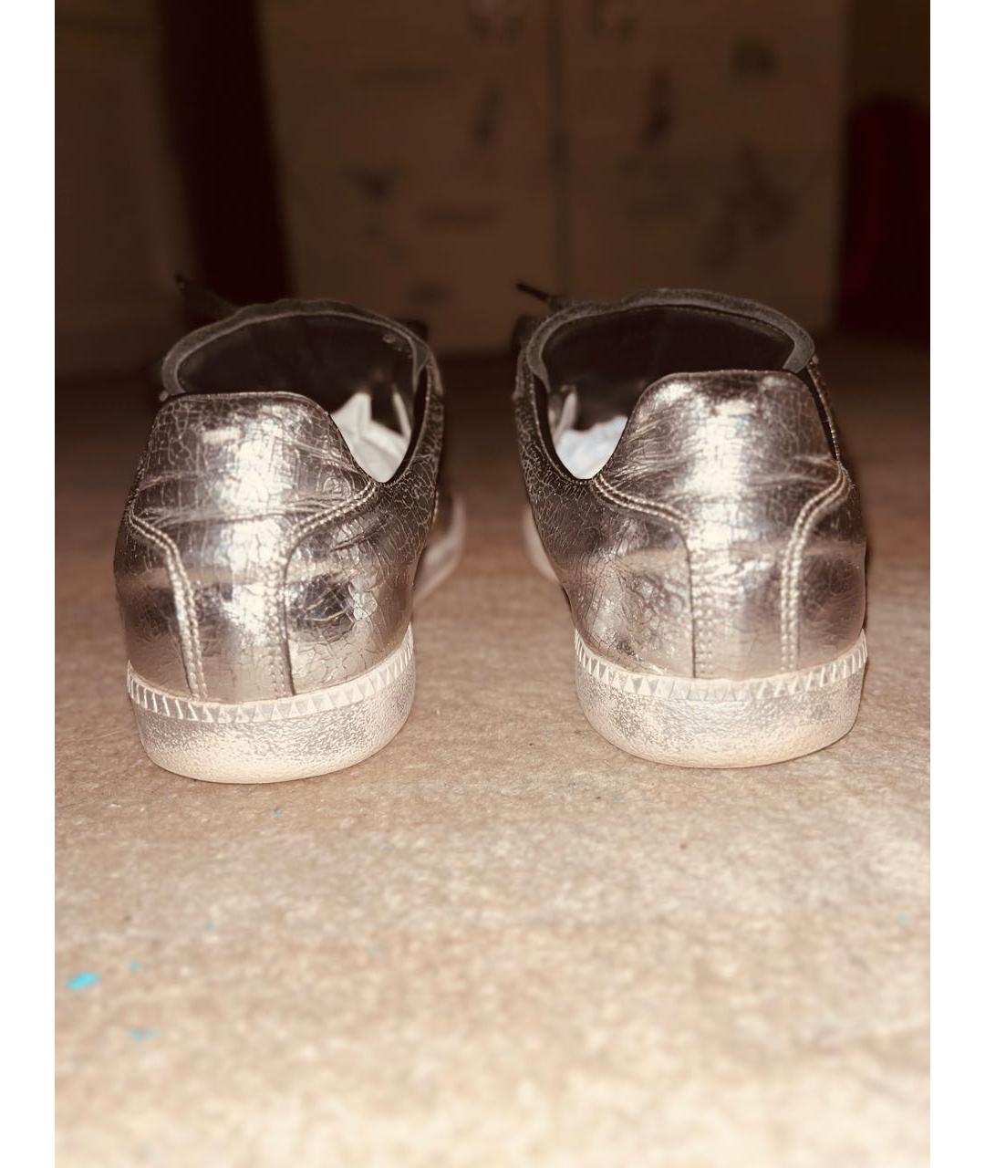 MAISON MARGIELA Серебряные кожаные низкие кроссовки / кеды, фото 4