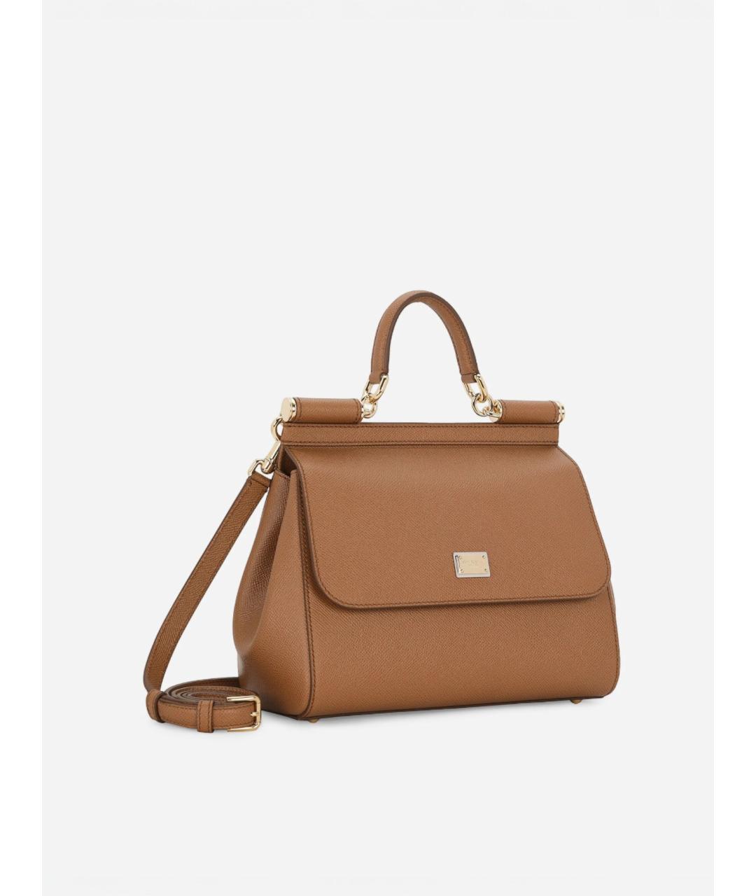 DOLCE&GABBANA Бежевая кожаная сумка тоут, фото 3