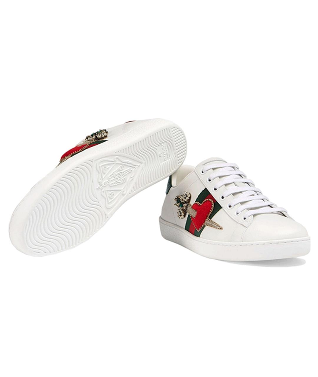 GUCCI Белые кожаные кеды, фото 5