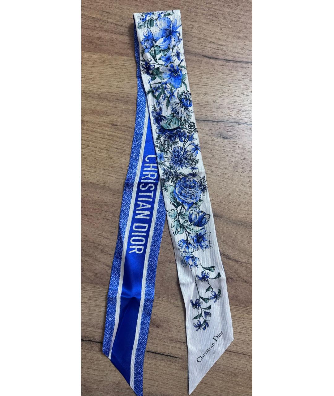 CHRISTIAN DIOR Синий шелковый платок, фото 5