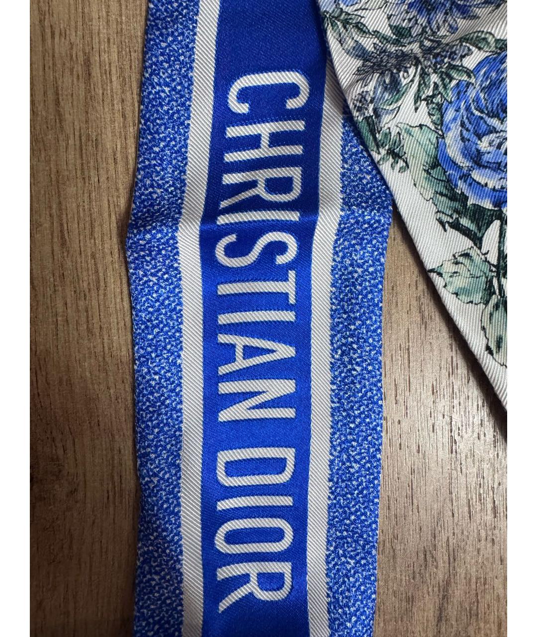 CHRISTIAN DIOR Синий шелковый платок, фото 3