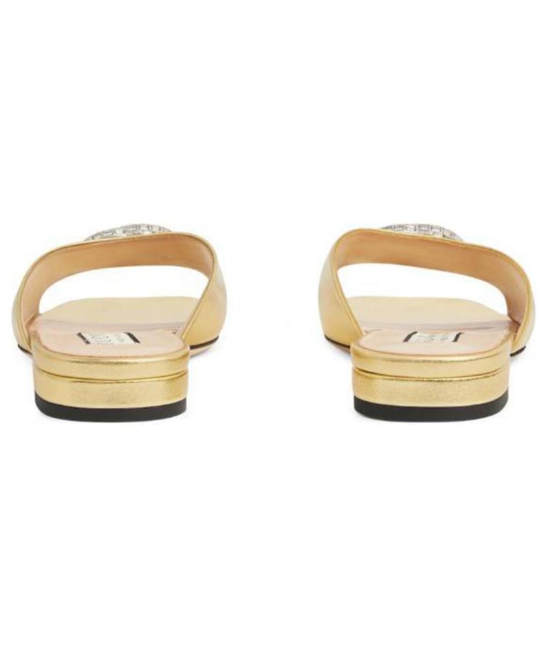 GUCCI Золотые кожаные сандалии, фото 4