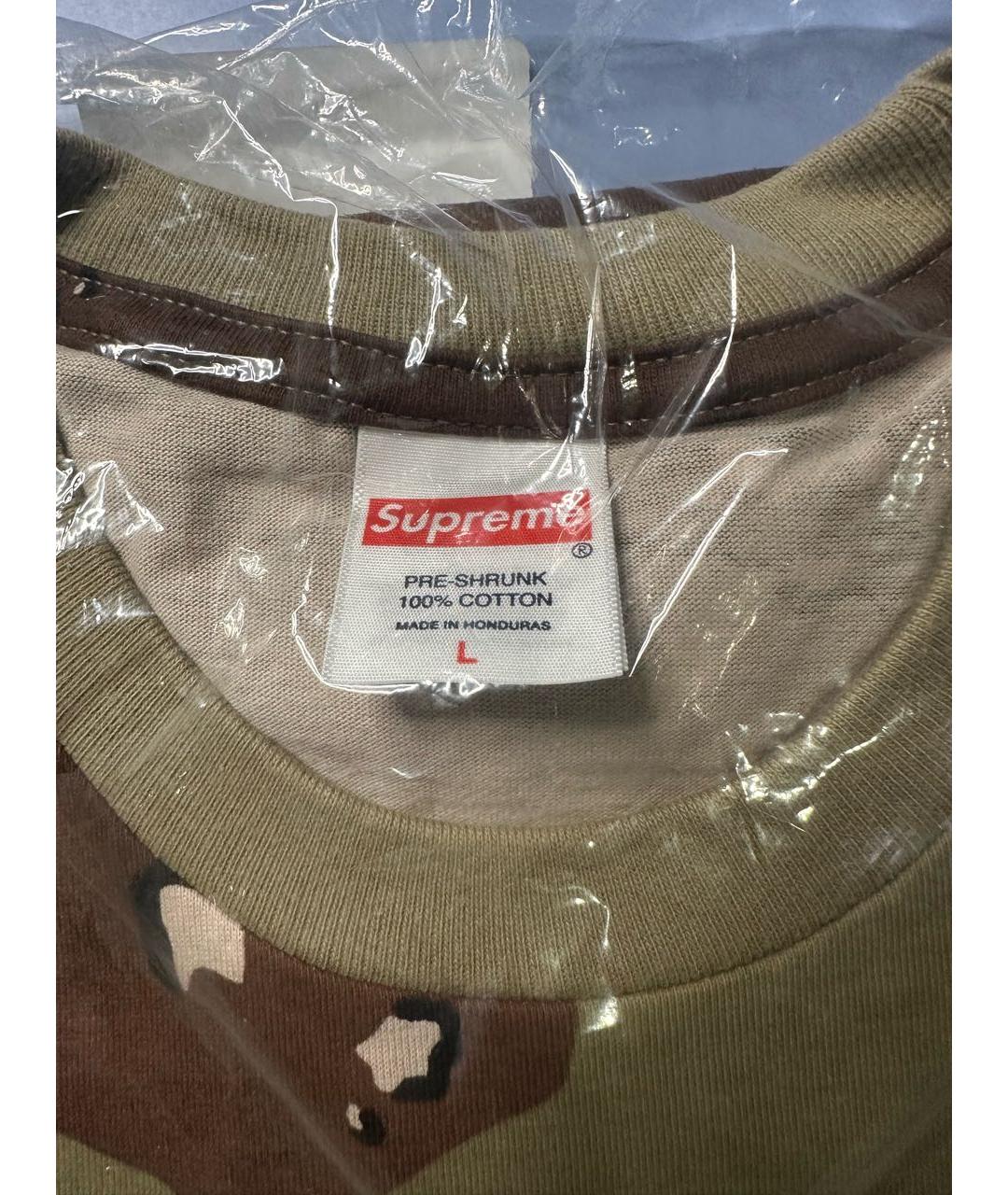 SUPREME Хаки хлопковая футболка, фото 4