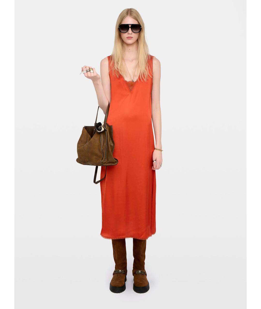 ZADIG & VOLTAIRE Оранжевое вискозное повседневное платье, фото 2
