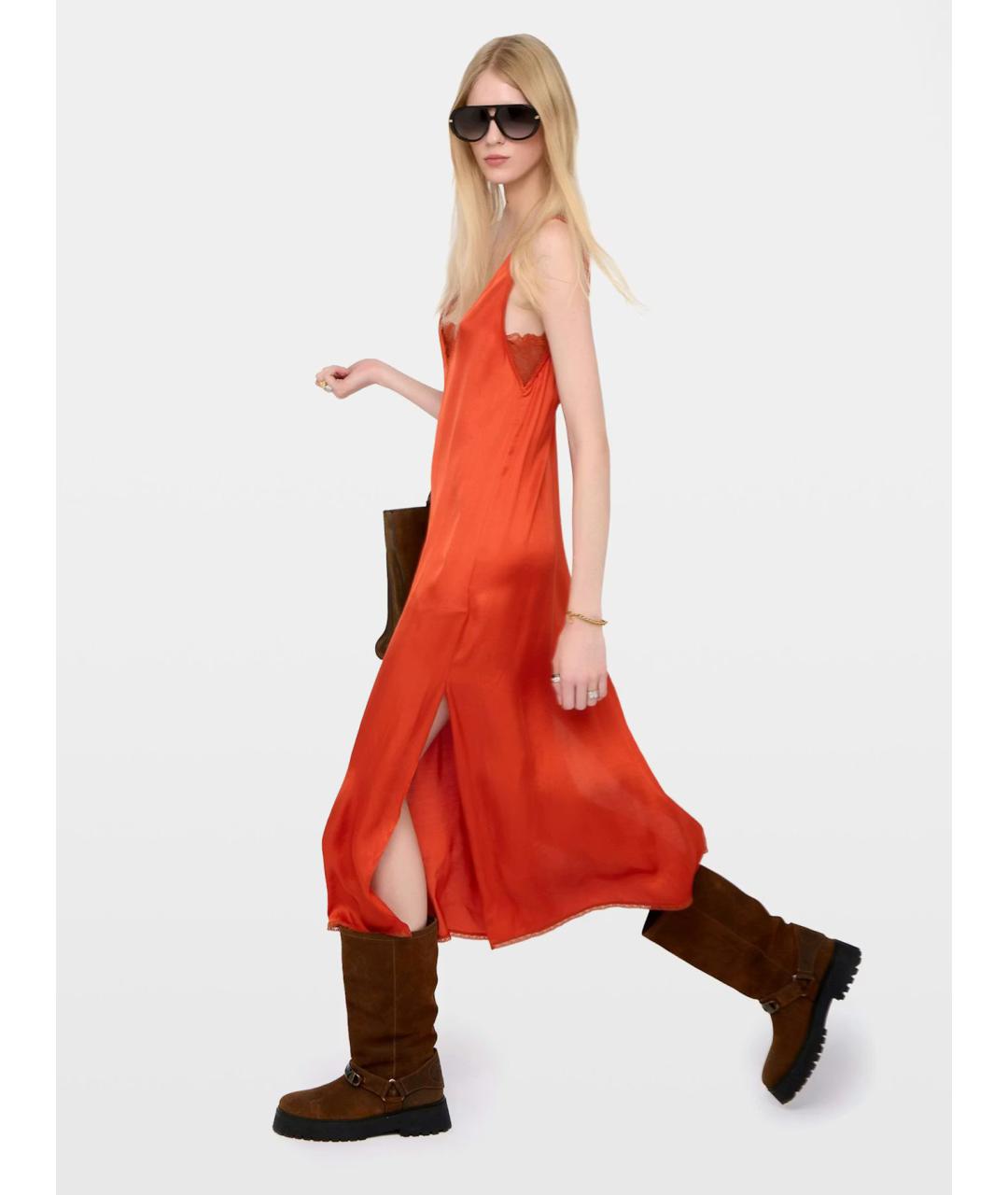 ZADIG & VOLTAIRE Оранжевое вискозное повседневное платье, фото 4