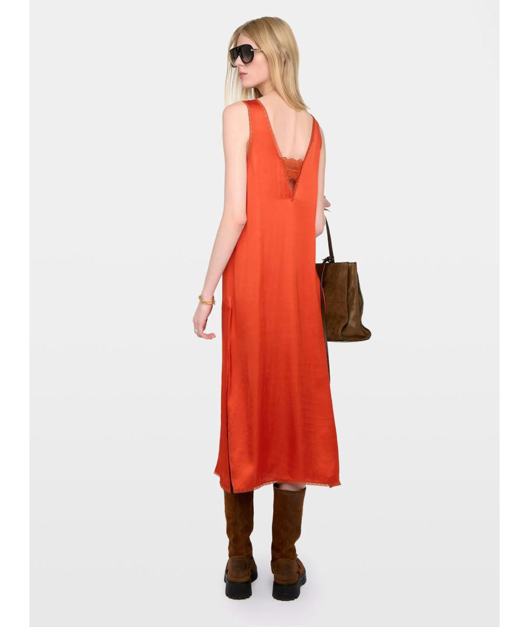 ZADIG & VOLTAIRE Оранжевое вискозное повседневное платье, фото 3