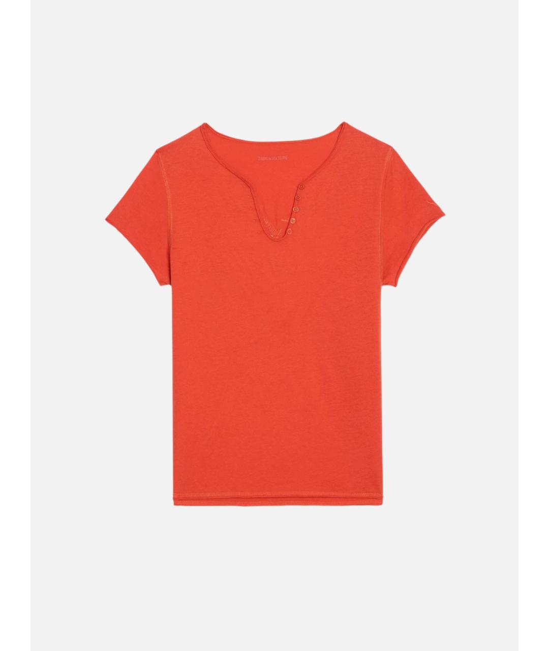 ZADIG & VOLTAIRE Оранжевая хлопковая футболка, фото 6