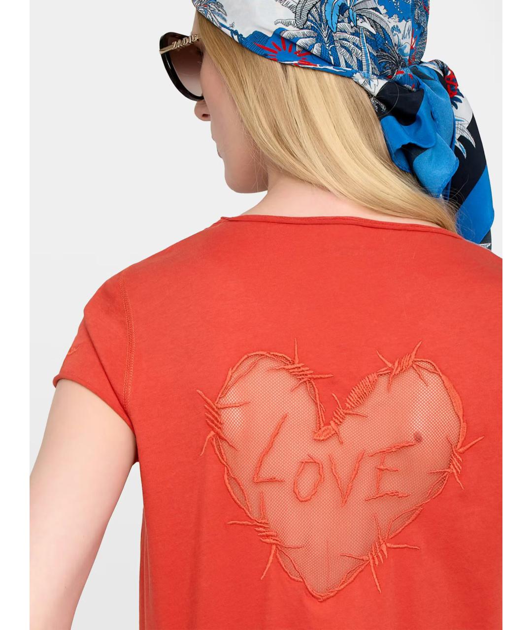 ZADIG & VOLTAIRE Оранжевая хлопковая футболка, фото 5