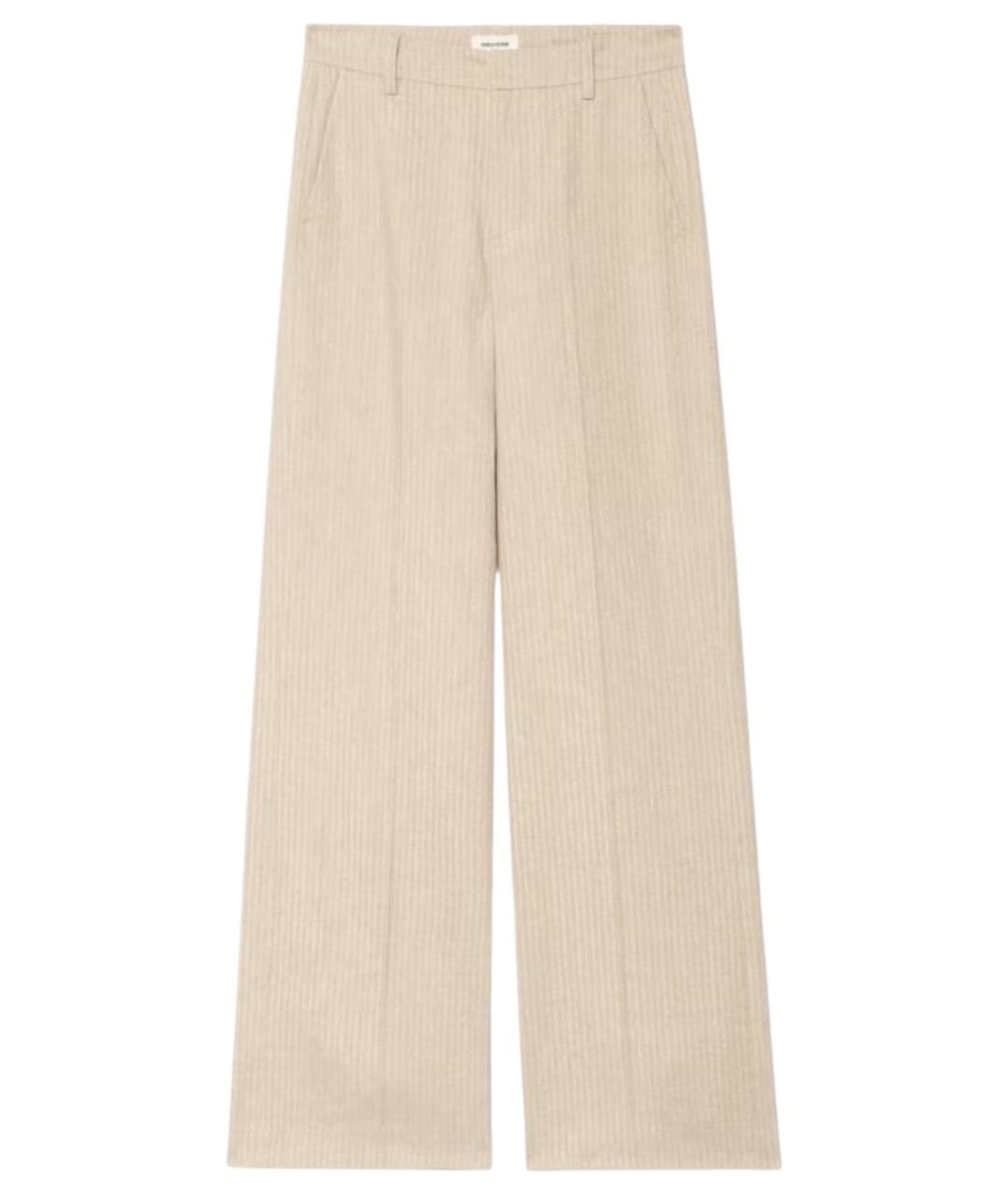 ZADIG & VOLTAIRE Бежевые шерстяные брюки широкие, фото 1