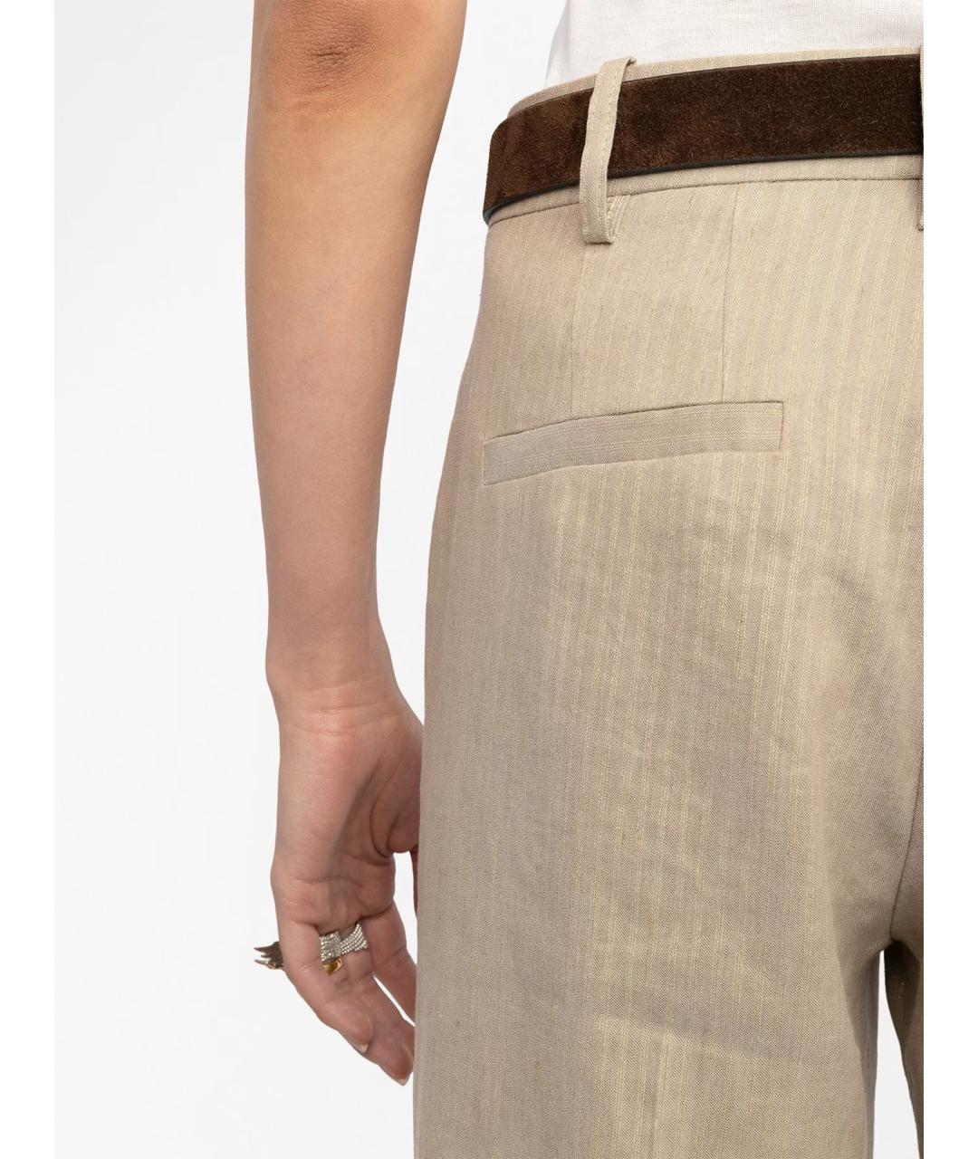 ZADIG & VOLTAIRE Бежевые шерстяные брюки широкие, фото 5