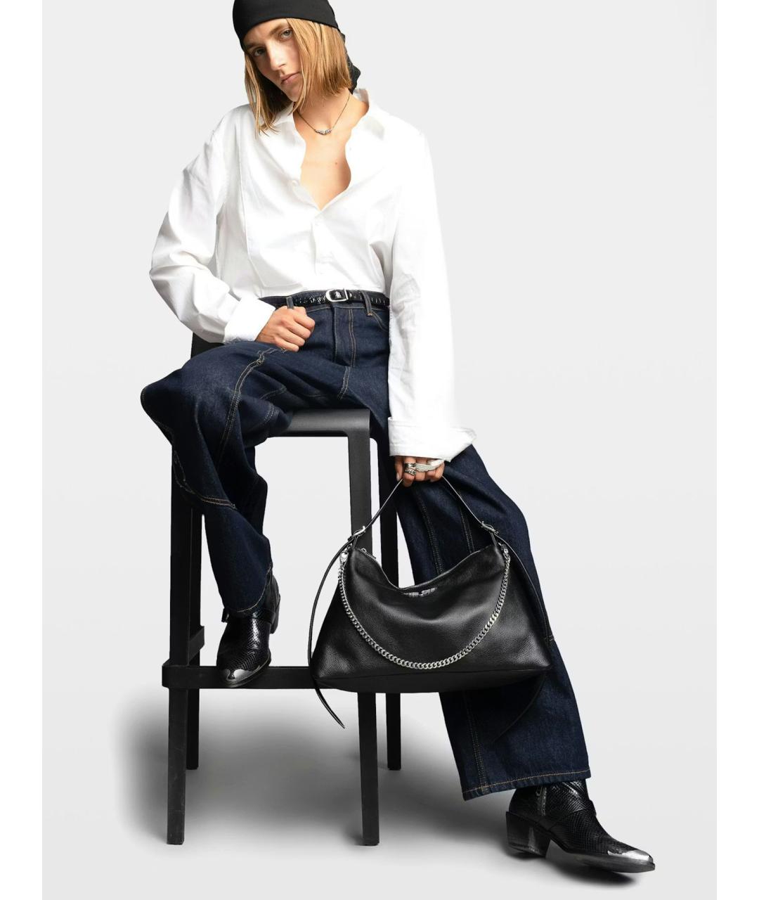 ZADIG & VOLTAIRE Черная кожаная сумка через плечо, фото 2