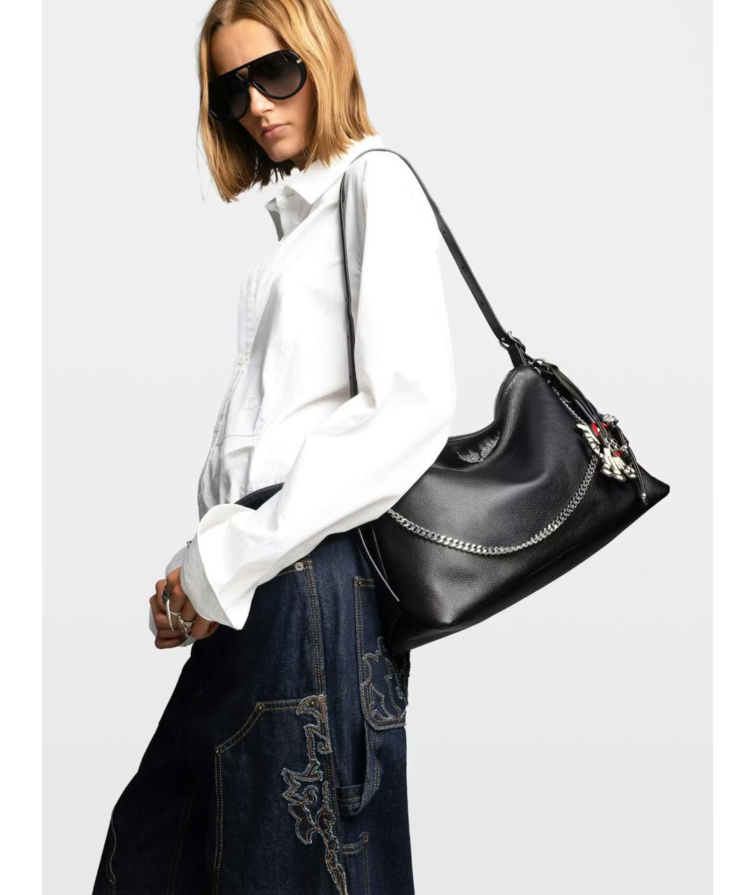 ZADIG & VOLTAIRE Черная кожаная сумка через плечо, фото 3