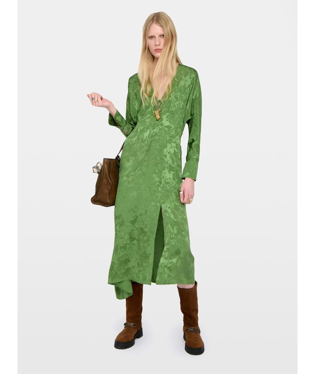 ZADIG & VOLTAIRE Зеленые шелковое повседневное платье, фото 2
