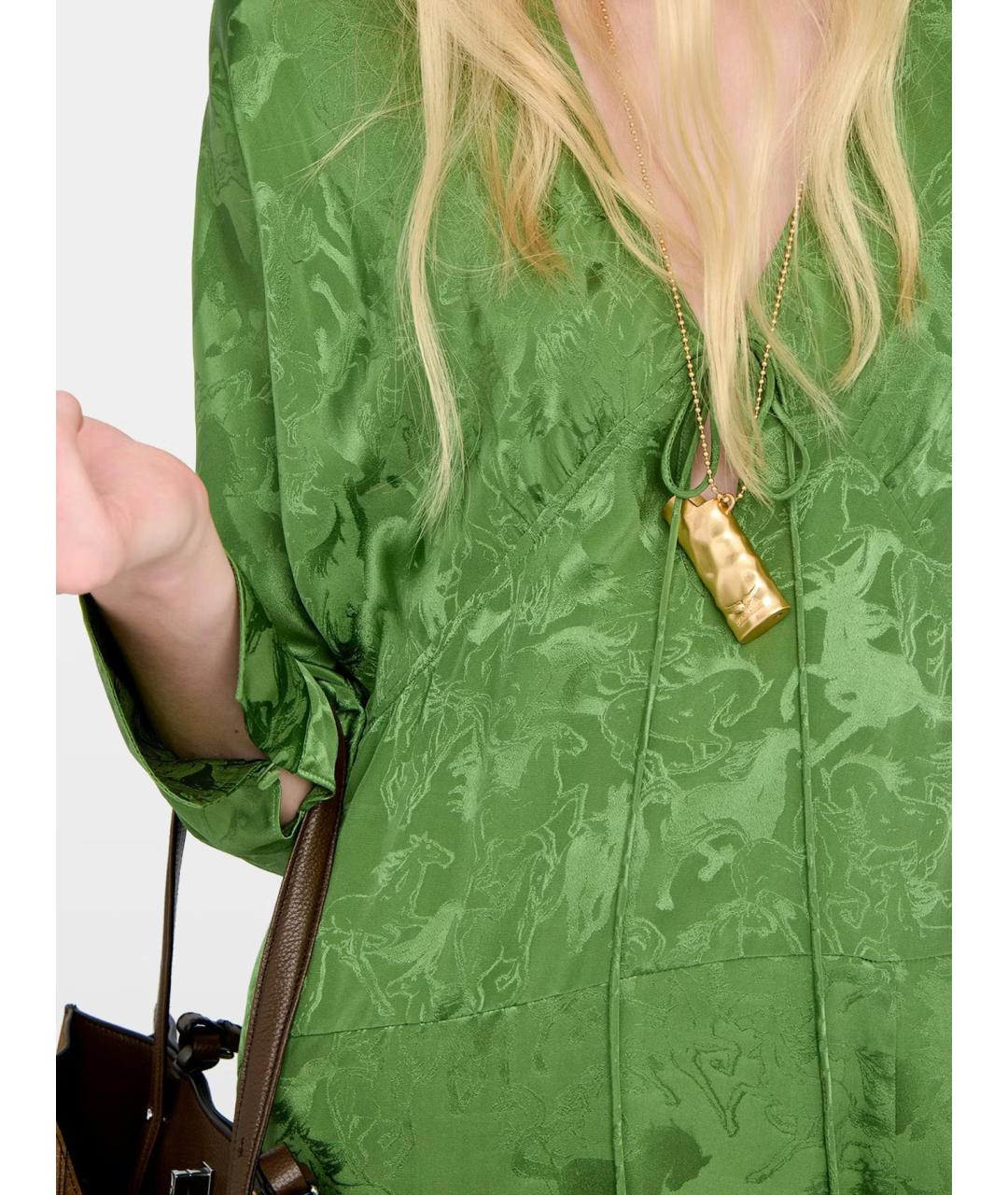 ZADIG & VOLTAIRE Зеленые шелковое повседневное платье, фото 6
