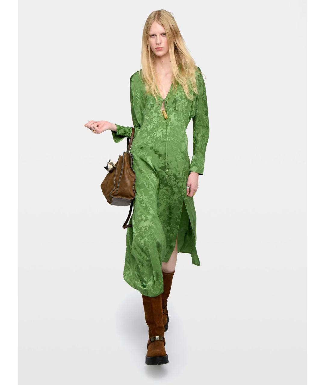 ZADIG & VOLTAIRE Зеленые шелковое повседневное платье, фото 5