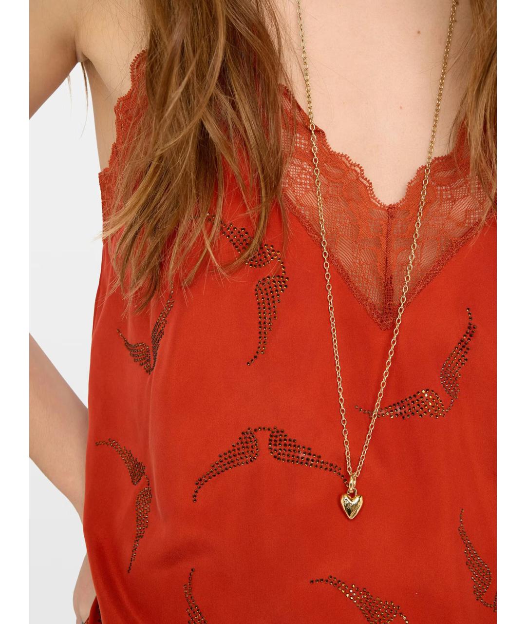 ZADIG & VOLTAIRE Оранжевая шелковая блузы, фото 5