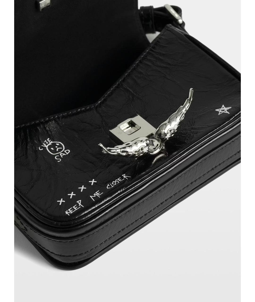 ZADIG & VOLTAIRE Черная кожаная сумка через плечо, фото 8