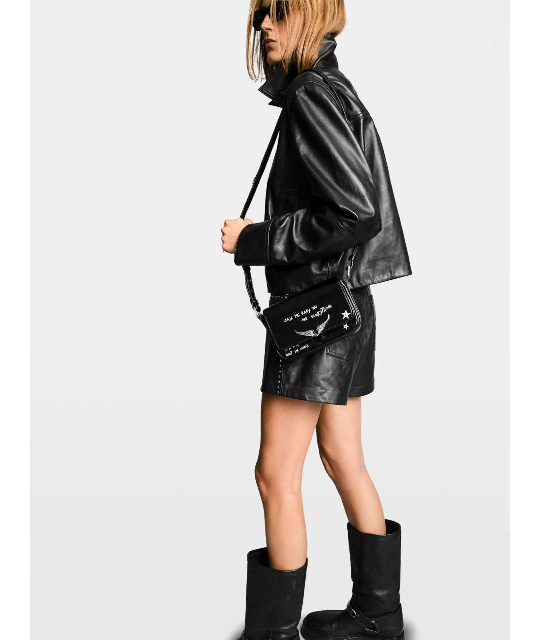 ZADIG & VOLTAIRE Черная кожаная сумка через плечо, фото 3