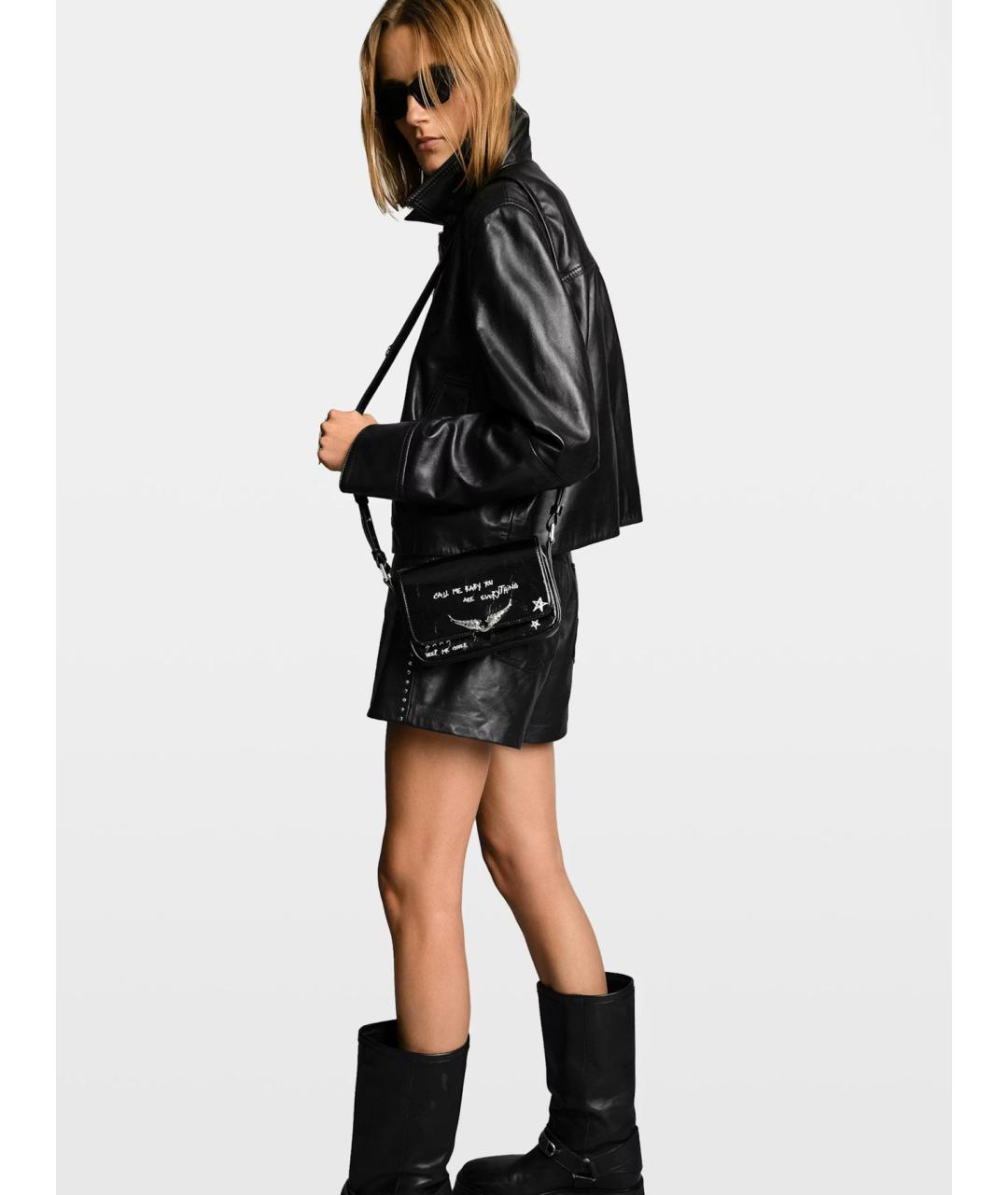 ZADIG & VOLTAIRE Черная кожаная сумка через плечо, фото 2