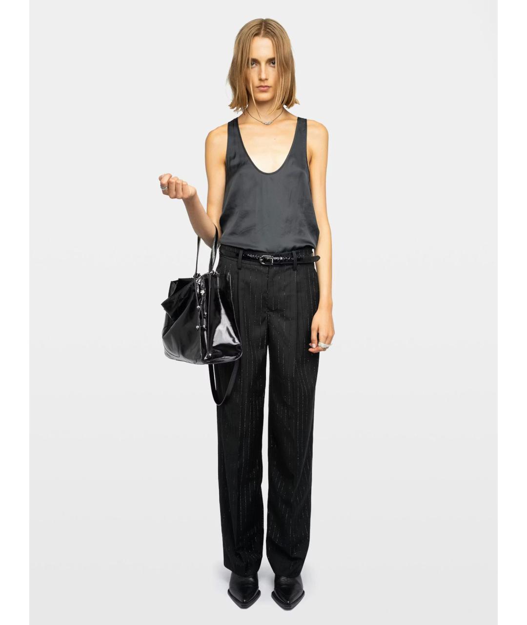 ZADIG & VOLTAIRE Черные полиэстеровые прямые брюки, фото 2
