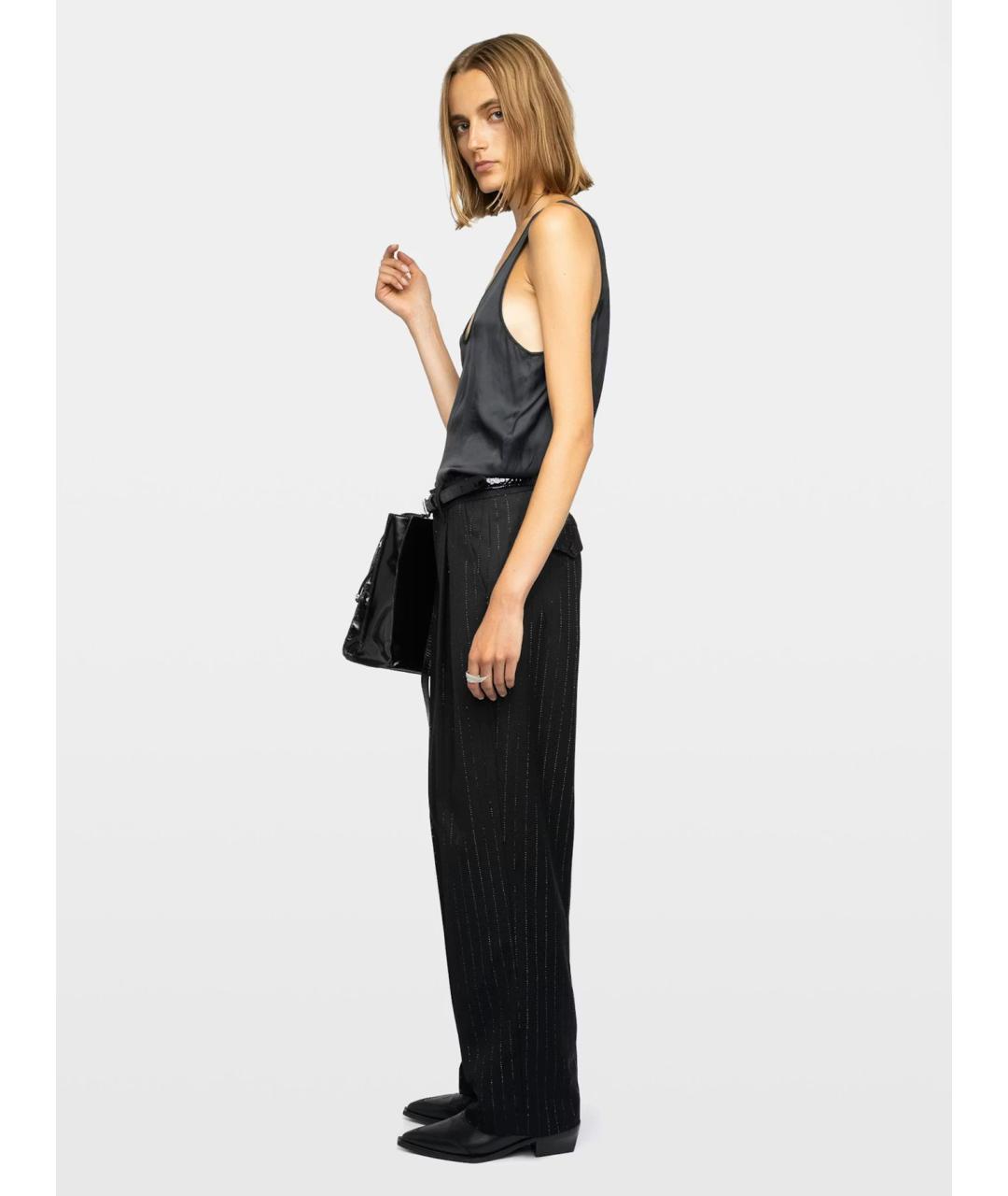 ZADIG & VOLTAIRE Черные полиэстеровые прямые брюки, фото 4
