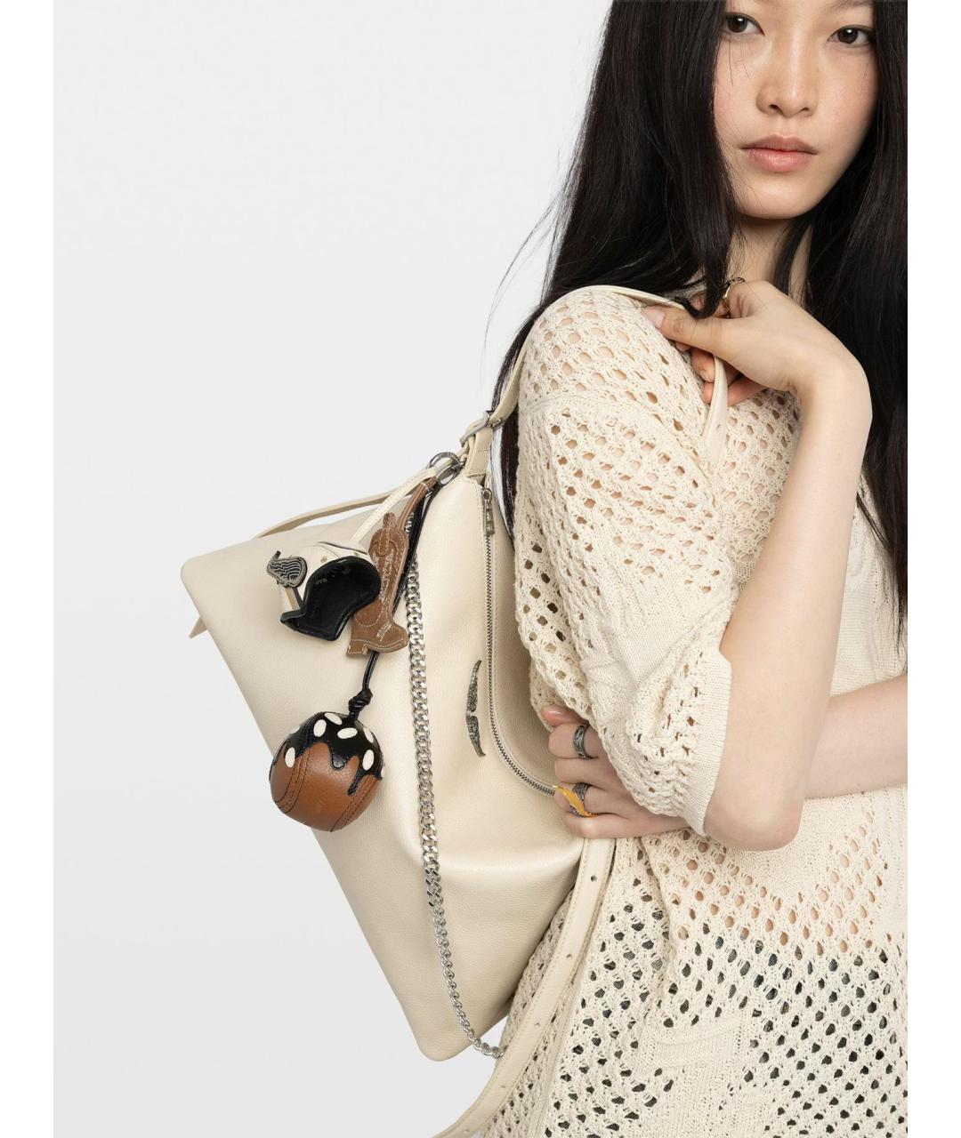 ZADIG & VOLTAIRE Бежевая кожаная сумка через плечо, фото 3