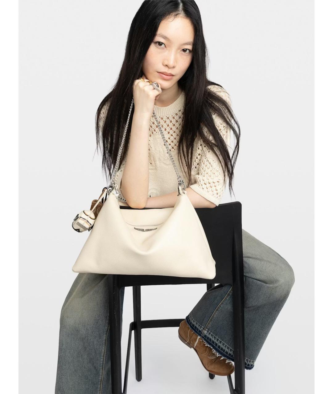 ZADIG & VOLTAIRE Бежевая кожаная сумка через плечо, фото 2