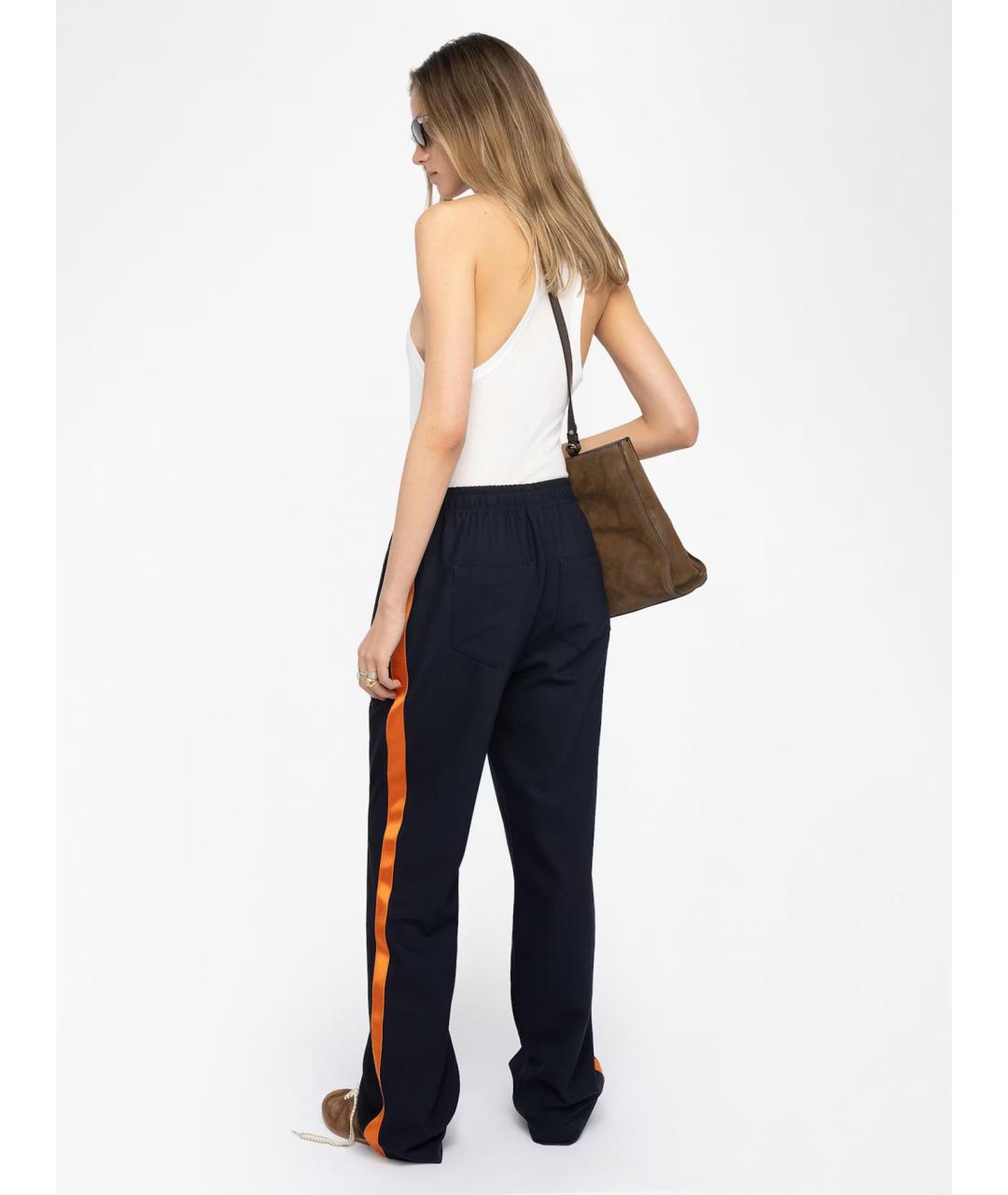 ZADIG & VOLTAIRE Темно-синие полиэстеровые брюки широкие, фото 3