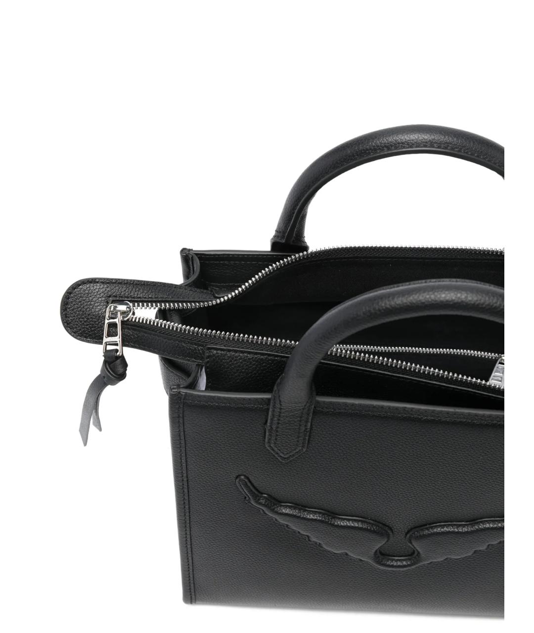 ZADIG & VOLTAIRE Черная кожаная сумка тоут, фото 4