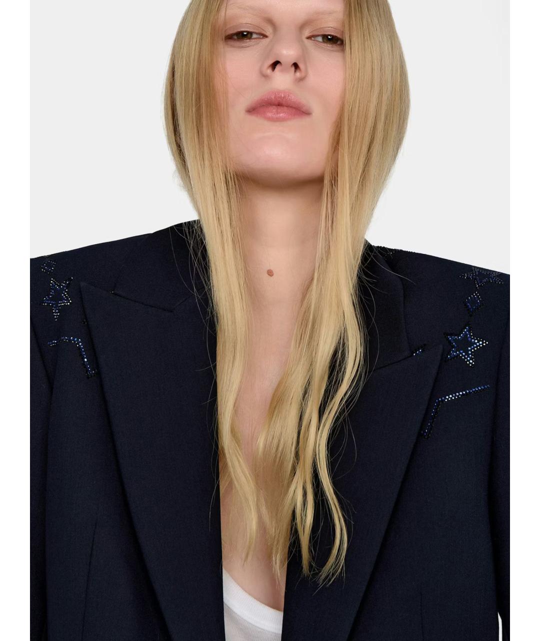 ZADIG & VOLTAIRE Темно-синий полиэстеровый жакет/пиджак, фото 5