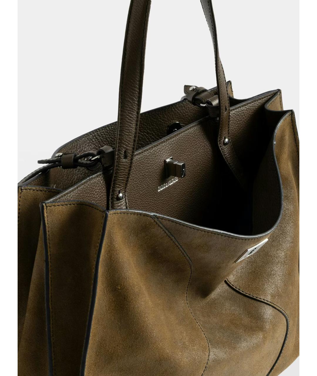 ZADIG & VOLTAIRE Коричневая кожаная сумка тоут, фото 7