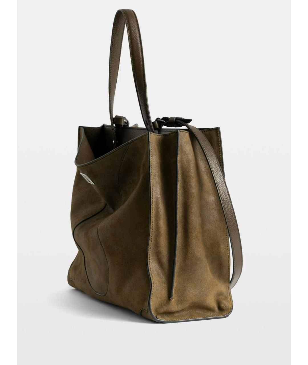 ZADIG & VOLTAIRE Коричневая кожаная сумка тоут, фото 6