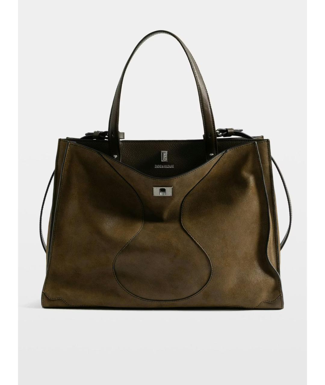 ZADIG & VOLTAIRE Коричневая кожаная сумка тоут, фото 4