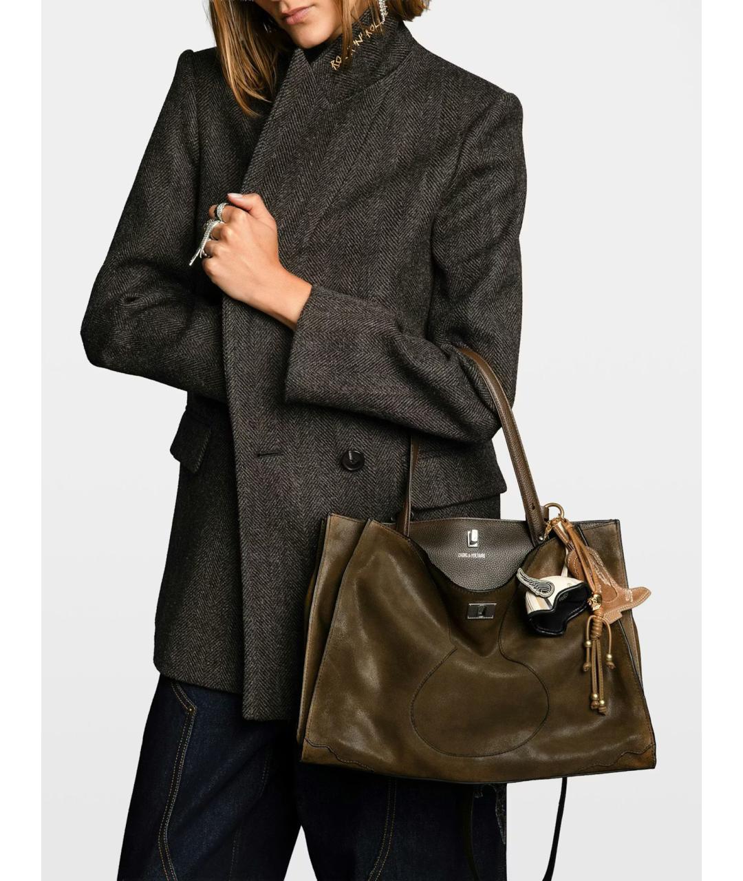 ZADIG & VOLTAIRE Коричневая кожаная сумка тоут, фото 2