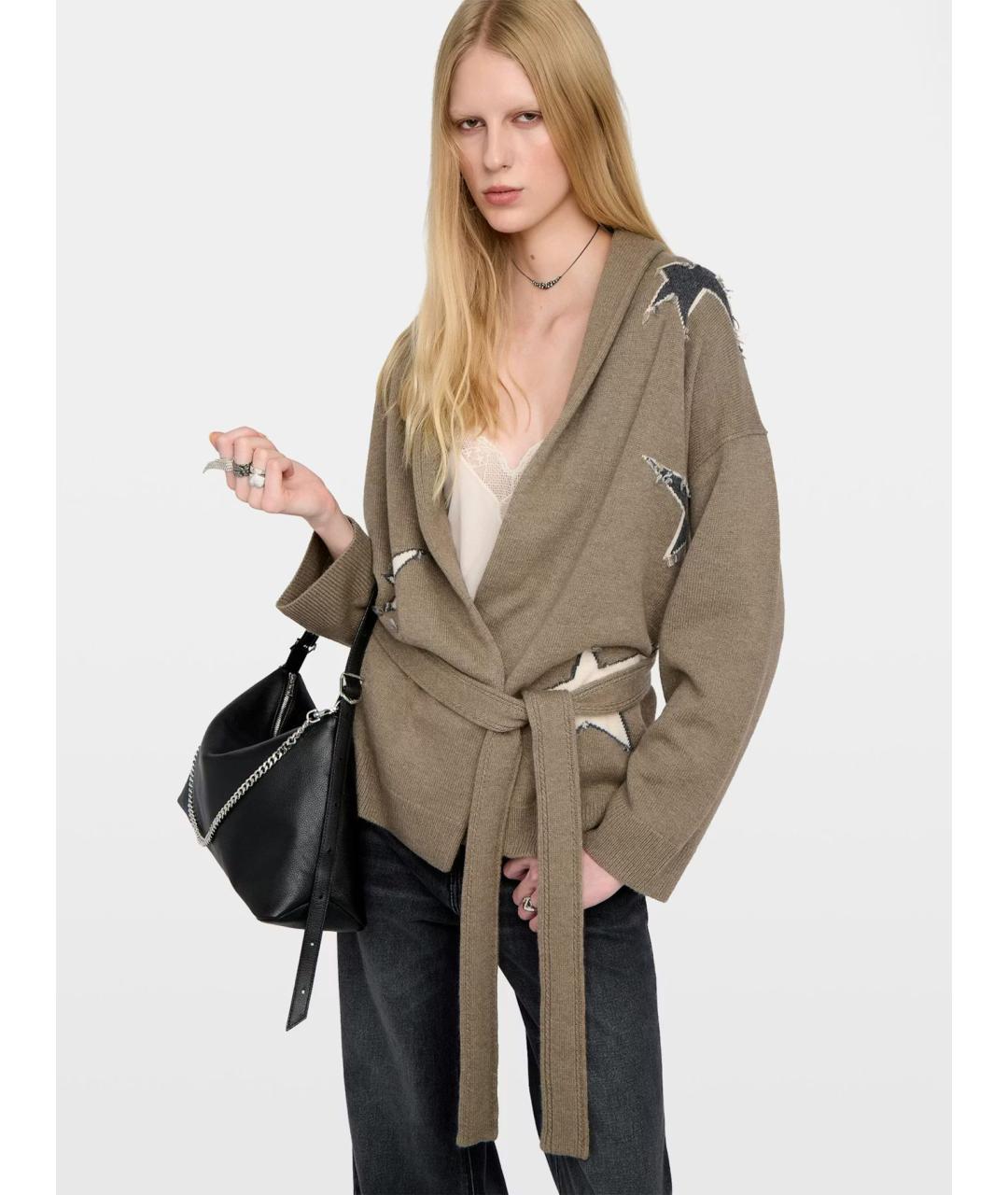 ZADIG & VOLTAIRE Бежевый шерстяной кардиган, фото 5