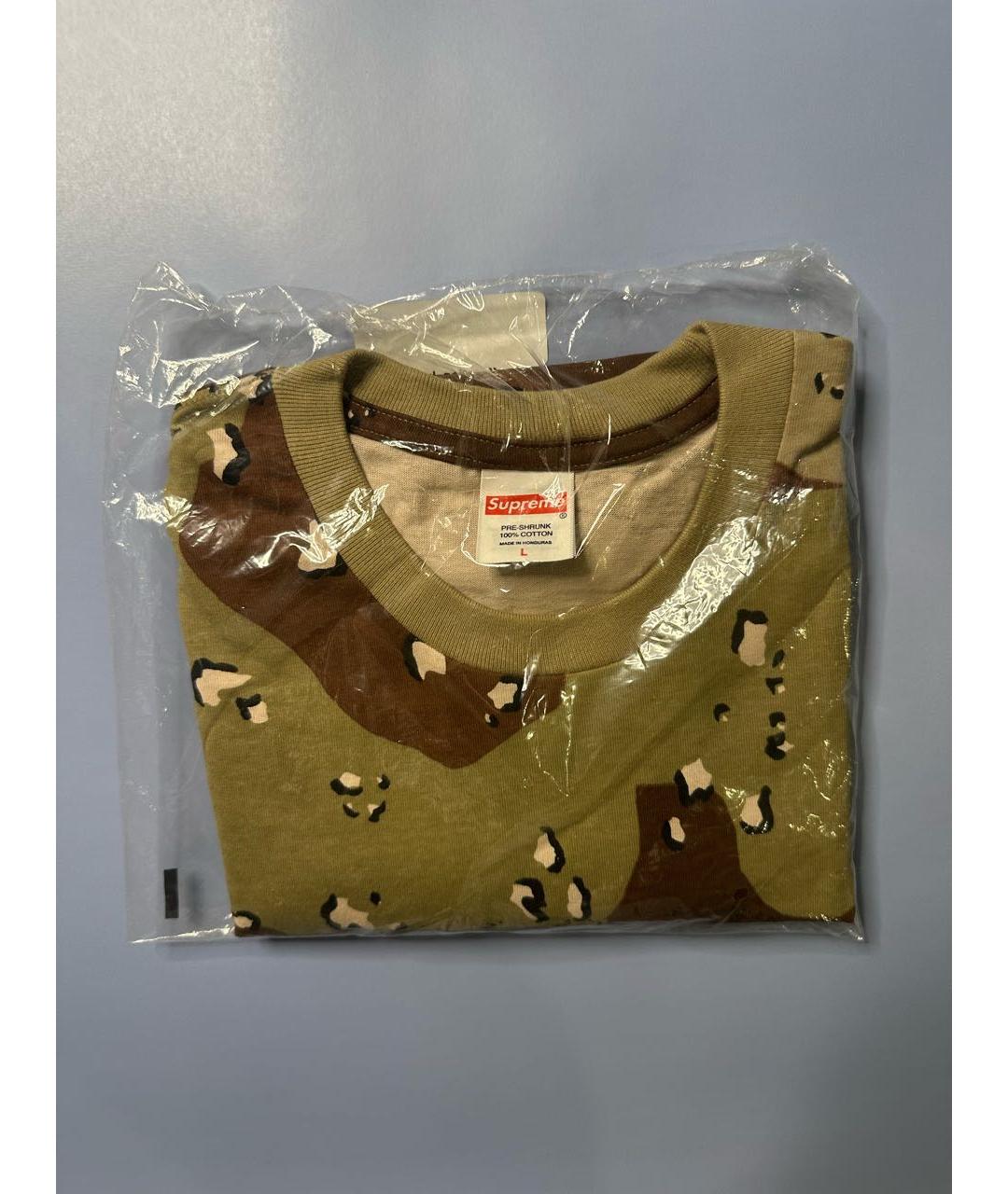SUPREME Хаки хлопковая футболка, фото 3