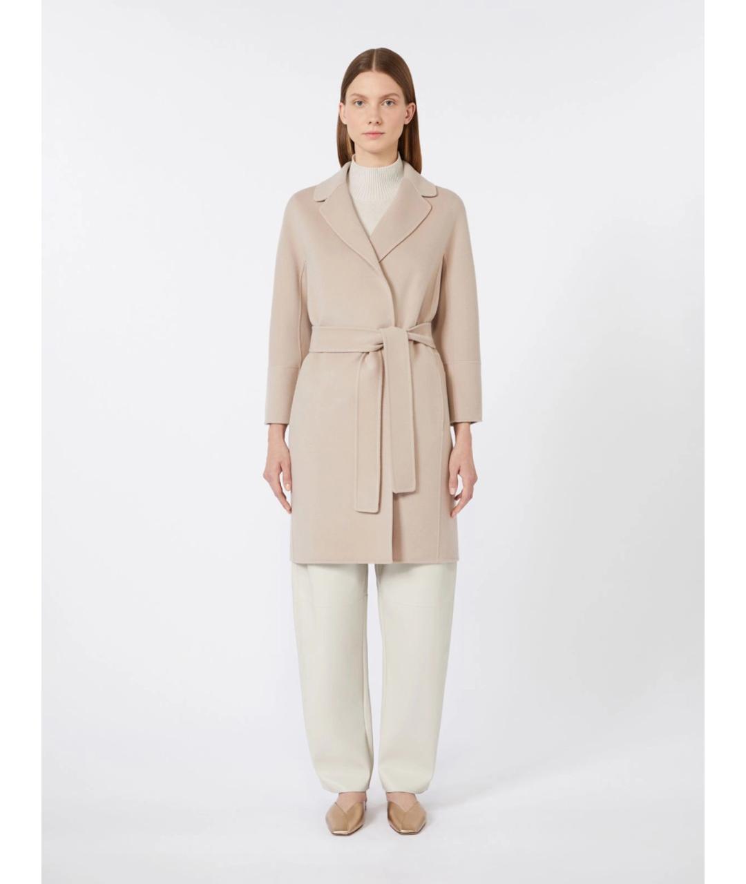 'S MAX MARA Бежевое шерстяное пальто, фото 3