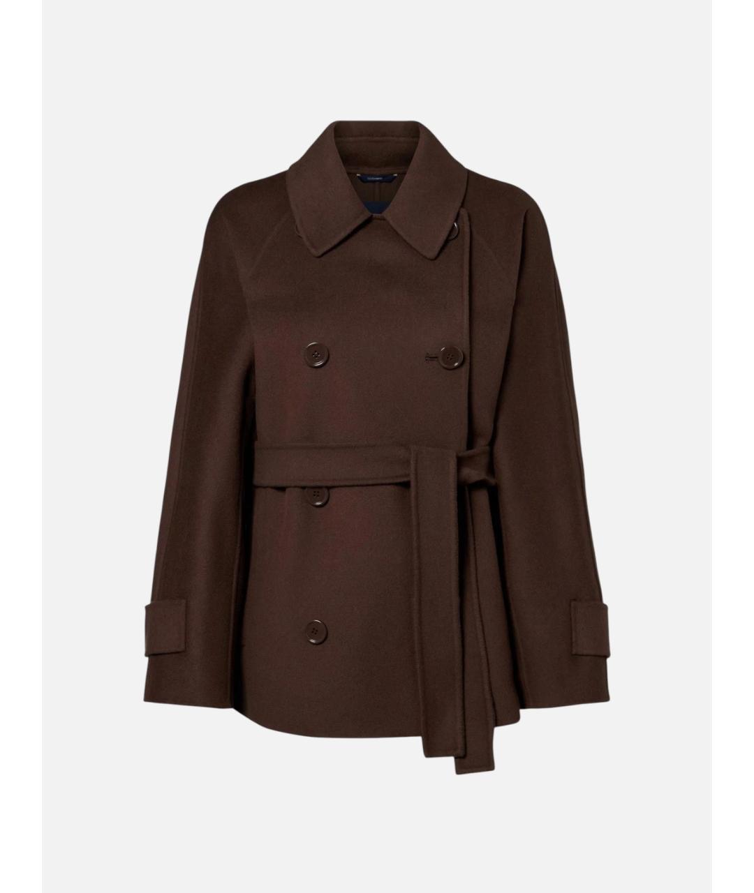 'S MAX MARA Коричневое шерстяное пальто, фото 4