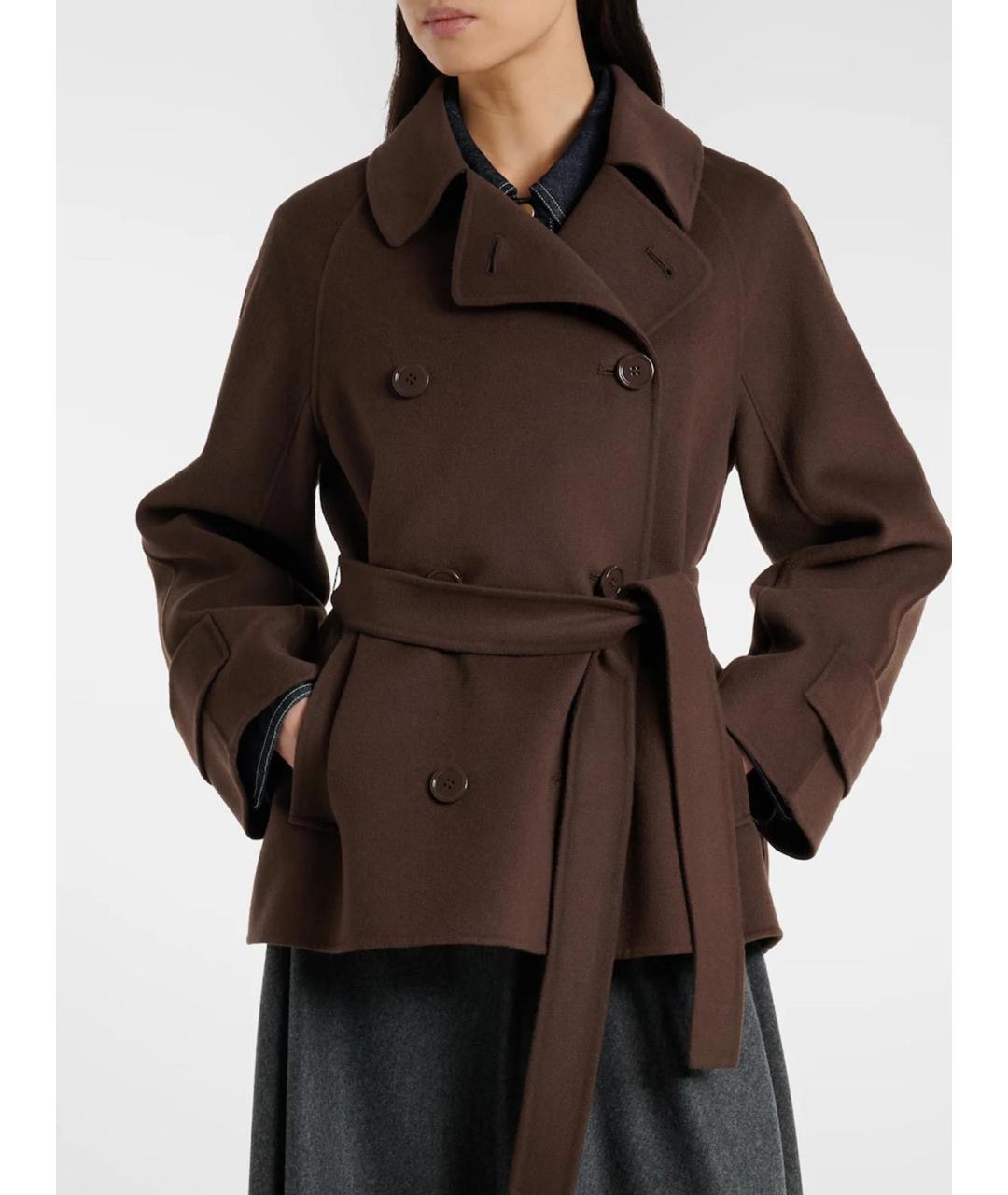 'S MAX MARA Коричневое шерстяное пальто, фото 2