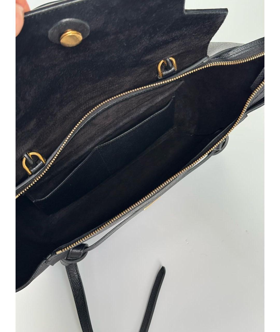 CELINE Черная кожаная сумка с короткими ручками, фото 4